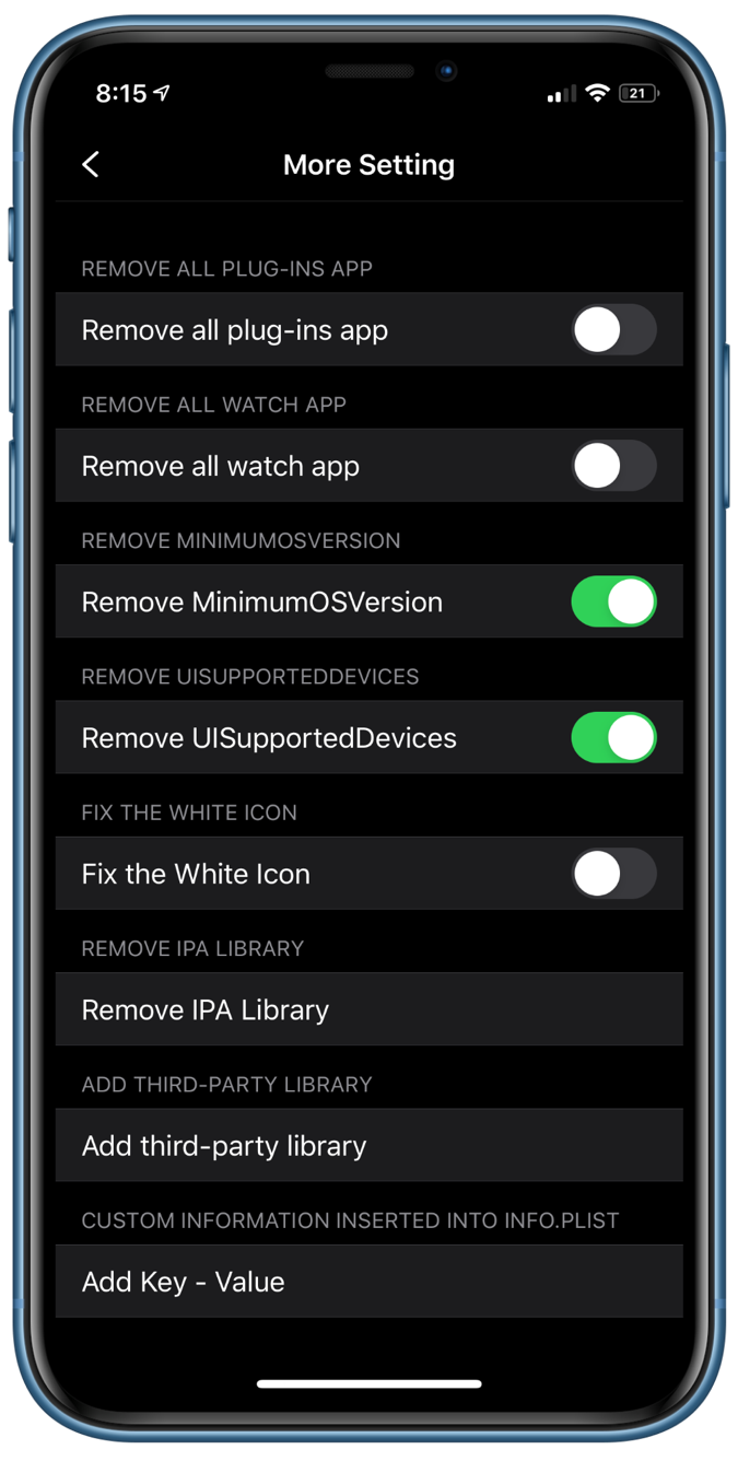 remove ipa library from iphone